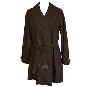 Lands' End Classic Belted Double Breasted Trench Coat Women's L | Brown | EUC